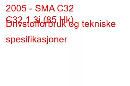 2005 - SMA C32
C32 1.3i (85 Hk) Drivstofforbruk og tekniske spesifikasjoner