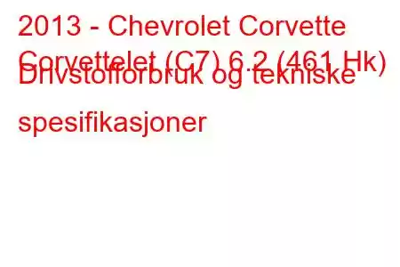 2013 - Chevrolet Corvette
Corvettelet (C7) 6.2 (461 Hk) Drivstofforbruk og tekniske spesifikasjoner