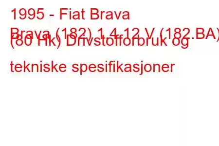 1995 - Fiat Brava
Brava (182) 1,4 12 V (182.BA) (80 Hk) Drivstofforbruk og tekniske spesifikasjoner