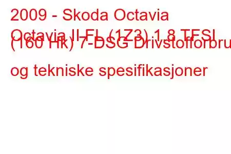 2009 - Skoda Octavia
Octavia II FL (1Z3) 1.8 TFSI (160 Hk) 7-DSG Drivstofforbruk og tekniske spesifikasjoner