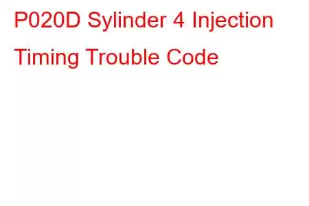 P020D Sylinder 4 Injection Timing Trouble Code