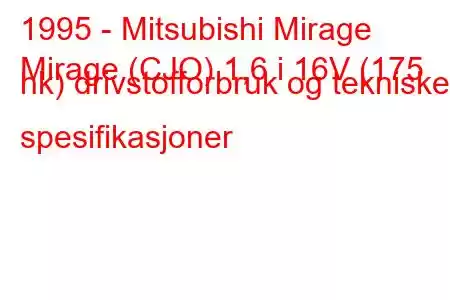 1995 - Mitsubishi Mirage
Mirage (CJO) 1,6 i 16V (175 hk) drivstofforbruk og tekniske spesifikasjoner