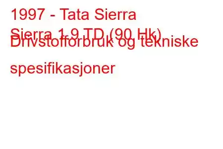 1997 - Tata Sierra
Sierra 1.9 TD (90 Hk) Drivstofforbruk og tekniske spesifikasjoner