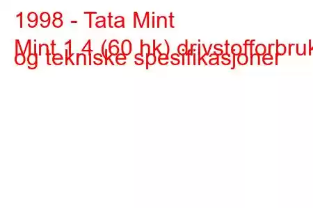 1998 - Tata Mint
Mint 1,4 (60 hk) drivstofforbruk og tekniske spesifikasjoner