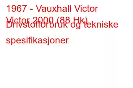 1967 - Vauxhall Victor
Victor 2000 (88 Hk) Drivstofforbruk og tekniske spesifikasjoner