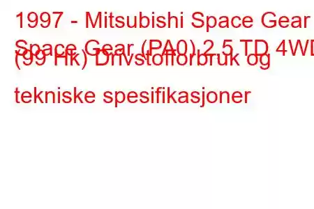 1997 - Mitsubishi Space Gear
Space Gear (PA0) 2,5 TD 4WD (99 Hk) Drivstofforbruk og tekniske spesifikasjoner