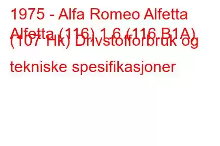 1975 - Alfa Romeo Alfetta
Alfetta (116) 1.6 (116.B1A) (107 Hk) Drivstofforbruk og tekniske spesifikasjoner