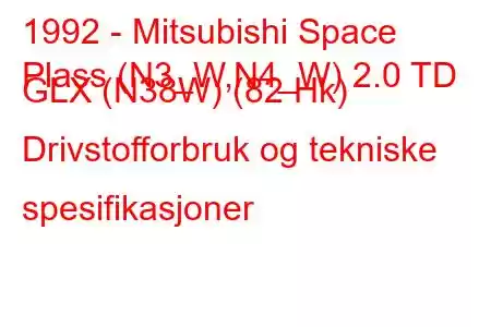 1992 - Mitsubishi Space
Plass (N3_W,N4_W) 2.0 TD GLX (N38W) (82 Hk) Drivstofforbruk og tekniske spesifikasjoner