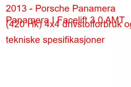 2013 - Porsche Panamera
Panamera I Facelift 3.0 AMT (420 Hk) 4x4 drivstofforbruk og tekniske spesifikasjoner