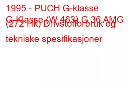 1995 - PUCH G-klasse
G-Klasse (W 463) G 36 AMG (272 Hk) Drivstofforbruk og tekniske spesifikasjoner