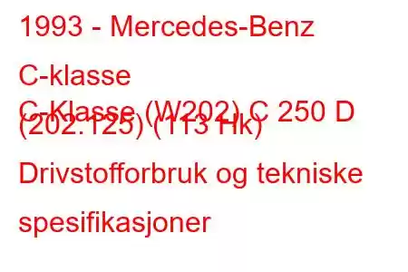 1993 - Mercedes-Benz C-klasse
C-Klasse (W202) C 250 D (202.125) (113 Hk) Drivstofforbruk og tekniske spesifikasjoner