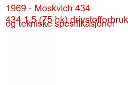 1969 - Moskvich 434
434 1,5 (75 hk) drivstofforbruk og tekniske spesifikasjoner