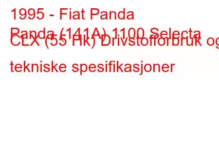 1995 - Fiat Panda
Panda (141A) 1100 Selecta CLX (55 Hk) Drivstofforbruk og tekniske spesifikasjoner