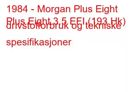 1984 - Morgan Plus Eight
Plus Eight 3.5 EFI (193 Hk) drivstofforbruk og tekniske spesifikasjoner