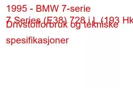 1995 - BMW 7-serie
7 Series (E38) 728 i L (193 Hk) Drivstofforbruk og tekniske spesifikasjoner