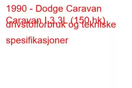 1990 - Dodge Caravan
Caravan I 3,3L (150 hk) drivstofforbruk og tekniske spesifikasjoner