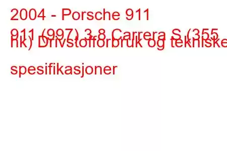 2004 - Porsche 911
911 (997) 3.8 Carrera S (355 hk) Drivstofforbruk og tekniske spesifikasjoner