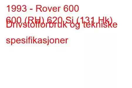 1993 - Rover 600
600 (RH) 620 Si (131 Hk) Drivstofforbruk og tekniske spesifikasjoner