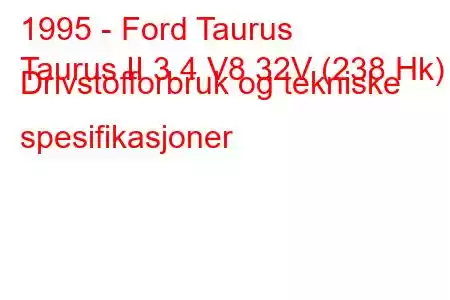 1995 - Ford Taurus
Taurus II 3.4 V8 32V (238 Hk) Drivstofforbruk og tekniske spesifikasjoner