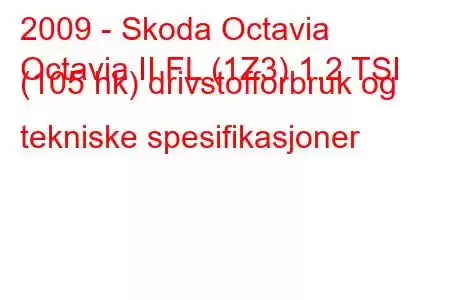 2009 - Skoda Octavia
Octavia II FL (1Z3) 1.2 TSI (105 hk) drivstofforbruk og tekniske spesifikasjoner