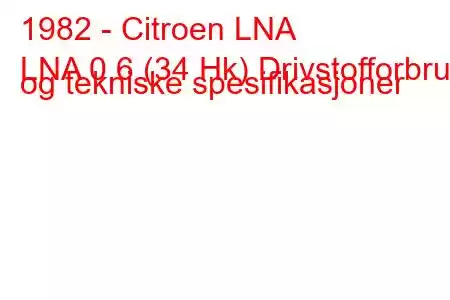 1982 - Citroen LNA
LNA 0,6 (34 Hk) Drivstofforbruk og tekniske spesifikasjoner