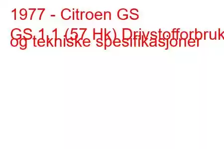 1977 - Citroen GS
GS 1.1 (57 Hk) Drivstofforbruk og tekniske spesifikasjoner