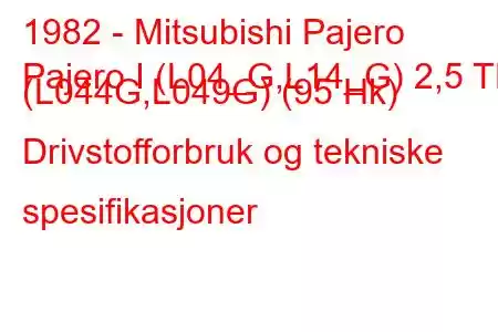 1982 - Mitsubishi Pajero
Pajero I (L04_G,L14_G) 2,5 TD (L044G,L049G) (95 Hk) Drivstofforbruk og tekniske spesifikasjoner