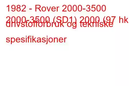 1982 - Rover 2000-3500
2000-3500 (SD1) 2000 (97 hk) drivstofforbruk og tekniske spesifikasjoner