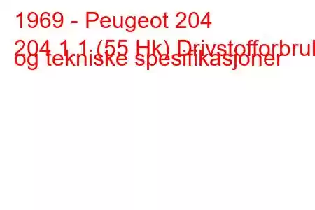 1969 - Peugeot 204
204 1.1 (55 Hk) Drivstofforbruk og tekniske spesifikasjoner