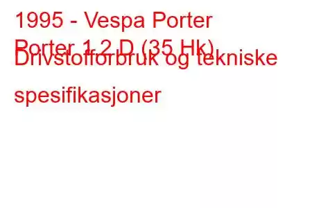 1995 - Vespa Porter
Porter 1.2 D (35 Hk) Drivstofforbruk og tekniske spesifikasjoner