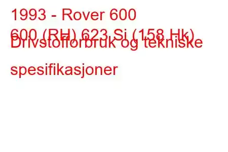 1993 - Rover 600
600 (RH) 623 Si (158 Hk) Drivstofforbruk og tekniske spesifikasjoner