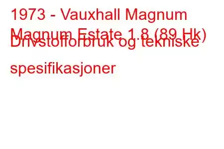 1973 - Vauxhall Magnum
Magnum Estate 1.8 (89 Hk) Drivstofforbruk og tekniske spesifikasjoner