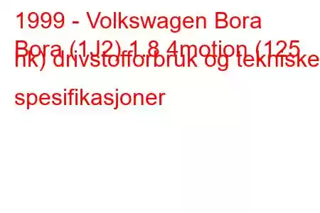 1999 - Volkswagen Bora
Bora (1J2) 1.8 4motion (125 hk) drivstofforbruk og tekniske spesifikasjoner