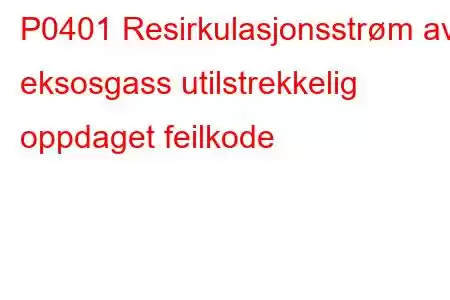 P0401 Resirkulasjonsstrøm av eksosgass utilstrekkelig oppdaget feilkode