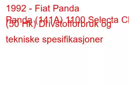 1992 - Fiat Panda
Panda (141A) 1100 Selecta CL (50 Hk) Drivstofforbruk og tekniske spesifikasjoner