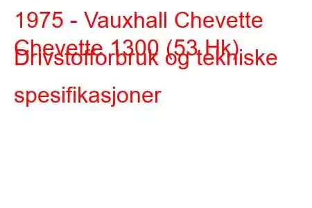 1975 - Vauxhall Chevette
Chevette 1300 (53 Hk) Drivstofforbruk og tekniske spesifikasjoner