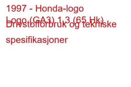 1997 - Honda-logo
Logo (GA3) 1,3 (65 Hk) Drivstofforbruk og tekniske spesifikasjoner