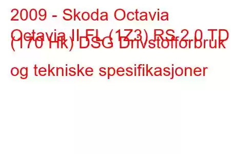 2009 - Skoda Octavia
Octavia II FL (1Z3) RS 2.0 TDI (170 Hk) DSG Drivstofforbruk og tekniske spesifikasjoner