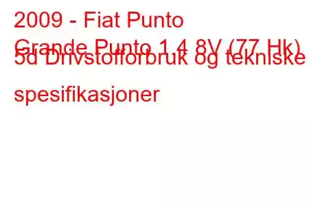 2009 - Fiat Punto
Grande Punto 1.4 8V (77 Hk) 5d Drivstofforbruk og tekniske spesifikasjoner