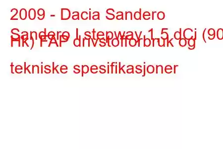 2009 - Dacia Sandero
Sandero I stepway 1,5 dCi (90 Hk) FAP drivstofforbruk og tekniske spesifikasjoner