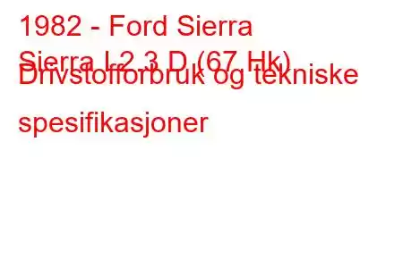 1982 - Ford Sierra
Sierra I 2.3 D (67 Hk) Drivstofforbruk og tekniske spesifikasjoner