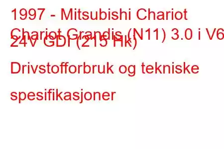 1997 - Mitsubishi Chariot
Chariot Grandis (N11) 3.0 i V6 24V GDI (215 Hk) Drivstofforbruk og tekniske spesifikasjoner