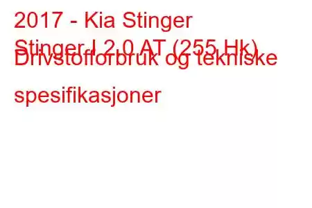 2017 - Kia Stinger
Stinger I 2.0 AT (255 Hk) Drivstofforbruk og tekniske spesifikasjoner