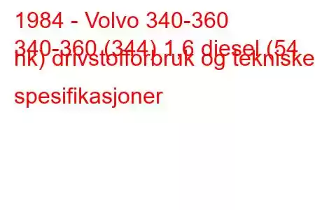 1984 - Volvo 340-360
340-360 (344) 1,6 diesel (54 hk) drivstofforbruk og tekniske spesifikasjoner