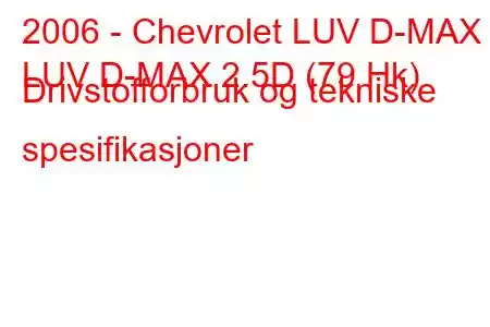 2006 - Chevrolet LUV D-MAX
LUV D-MAX 2.5D (79 Hk) Drivstofforbruk og tekniske spesifikasjoner