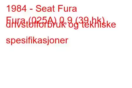 1984 - Seat Fura
Fura (025A) 0,9 (39 hk) drivstofforbruk og tekniske spesifikasjoner