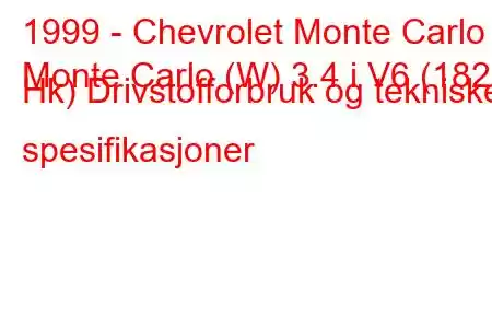 1999 - Chevrolet Monte Carlo
Monte Carlo (W) 3.4 i V6 (182 Hk) Drivstofforbruk og tekniske spesifikasjoner