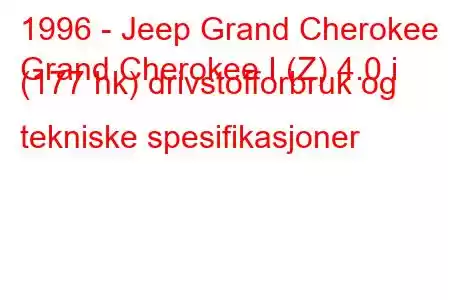 1996 - Jeep Grand Cherokee
Grand Cherokee I (Z) 4.0 i (177 hk) drivstofforbruk og tekniske spesifikasjoner