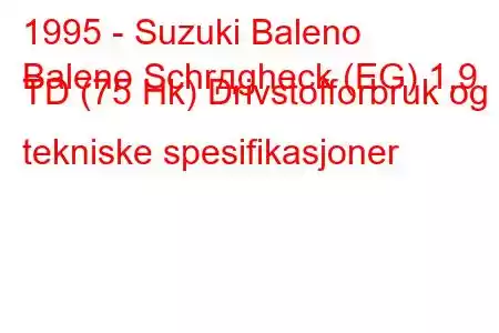 1995 - Suzuki Baleno
Baleno Schrдgheck (EG) 1,9 TD (75 Hk) Drivstofforbruk og tekniske spesifikasjoner