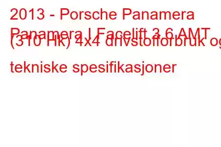 2013 - Porsche Panamera
Panamera I Facelift 3.6 AMT (310 Hk) 4x4 drivstofforbruk og tekniske spesifikasjoner